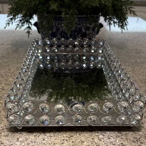 Elegant Silver Mirrored Vanity Tray
